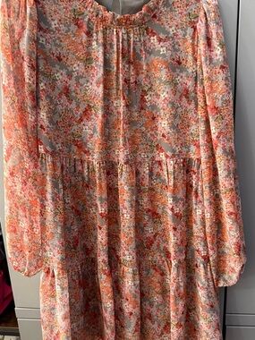 JODIFL Floral Midi Dress in Pink, Orange and Green